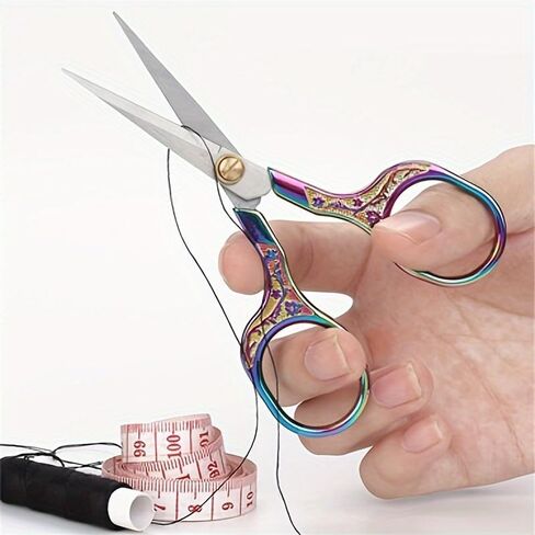 1PC Vintage-Inspired Stainless Steel Sewing Scissors Set for Fabric and Thread, Precise Cutting, Multicolore in Saudi Arabia