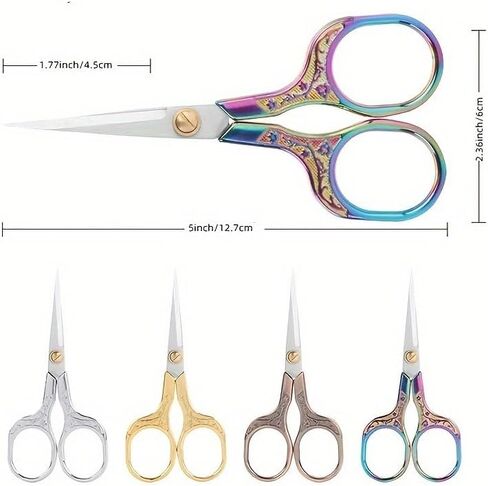1PC Vintage-Inspired Stainless Steel Sewing Scissors Set for Fabric and Thread, Precise Cutting, Multicolore in Saudi Arabia