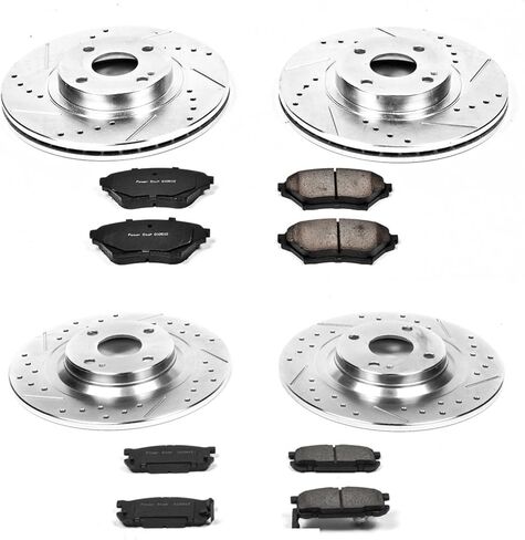 Power Stop K4468 Front and Rear Z23 Carbon Fiber Brake Pads with Drilled & Slotted Brake Rotors Kit For Mazda Miata 2001-2005 [Model Specific] in Saudi Arabia