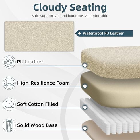 HOMREST 6-Point Massage Office Chair with Heat, Ergonomic Reclining Desk Chair with Footrest, PU Leather Executive Chair for Home Office,Comfortable Computer Chair Gift for Women, Off White in Saudi Arabia