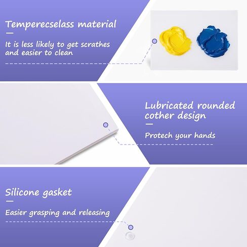 7x9 Inch Neutral Tempered Glass Palette for Oil Painting | Neutral Grey Scratch-Resistant Surface | Keeps Paints Wet & Effortless to Clean | Essential for Artists & DIY Color Mixing in Saudi Arabia