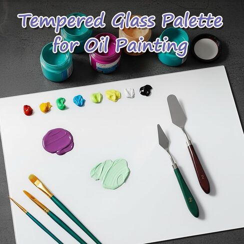 7x9 Inch Neutral Tempered Glass Palette for Oil Painting | Neutral Grey Scratch-Resistant Surface | Keeps Paints Wet & Effortless to Clean | Essential for Artists & DIY Color Mixing in Saudi Arabia