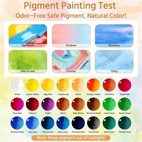 Mini Watercolor Travel Paint Set,22Pcs Artist Watercolor Palette Travel Set with Colors,Wooden Paint Box,Brush,Holder,Oil Cup,Plastic Bottles Storage Bag for Beginners Artists Student(8 Grids) in Kuwait