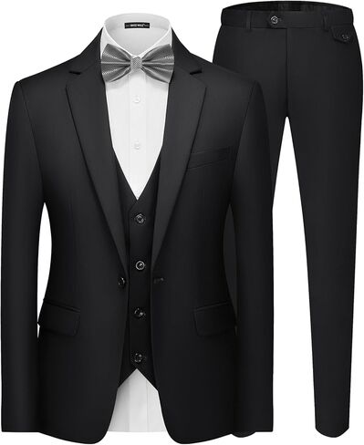 MAGE MALE Men's 3 Pieces Suit Elegant Solid One Button Slim Fit Single Breasted Party Blazer Vest Pants Set in Saudi Arabia