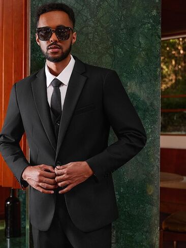 MAGE MALE Men's 3 Pieces Suit Elegant Solid One Button Slim Fit Single Breasted Party Blazer Vest Pants Set in Saudi Arabia