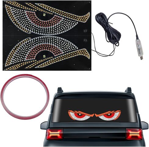 2PCS Devil Eyes Light for Cars, 11.8"×4.7" LED Eyes for Truck Windshield, Dynamic Digital LED Sign Display for Windows, Auto Exterior Decoration Lamp Accessories for Cars SUVs (XL7) in Saudi Arabia