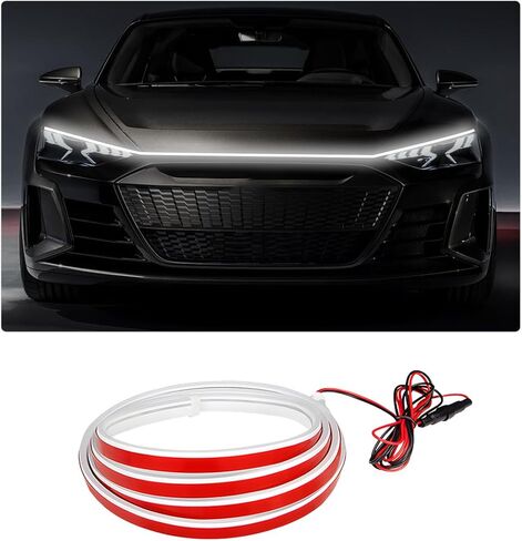 Car Hood Light Strip, 79 Inch Flexible Dynamic Engine LED Daytime Running Light Strip, Universal Waterproof Engine Hood Cover Decor Headlight Strip for Cars Trucks SUVs (White, 71 Inch) in Saudi Arabia