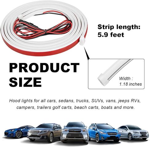 Car Hood Light Strip, 79 Inch Flexible Dynamic Engine LED Daytime Running Light Strip, Universal Waterproof Engine Hood Cover Decor Headlight Strip for Cars Trucks SUVs (White, 71 Inch) in Saudi Arabia