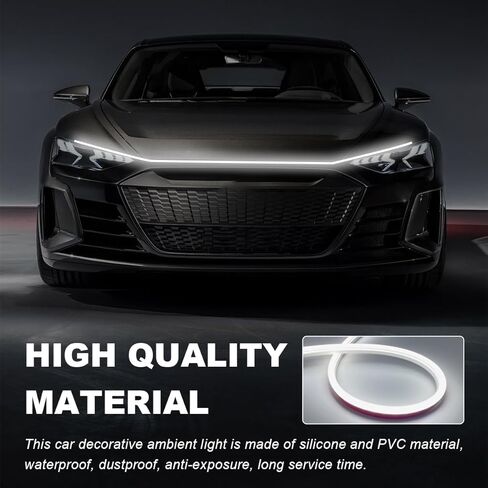 Car Hood Light Strip, 79 Inch Flexible Dynamic Engine LED Daytime Running Light Strip, Universal Waterproof Engine Hood Cover Decor Headlight Strip for Cars Trucks SUVs (White, 71 Inch) in Saudi Arabia