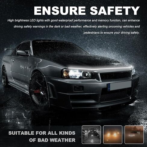 Car Hood Light Strip, 79 Inch Flexible Dynamic Engine LED Daytime Running Light Strip, Universal Waterproof Engine Hood Cover Decor Headlight Strip for Cars Trucks SUVs (White, 71 Inch) in Saudi Arabia