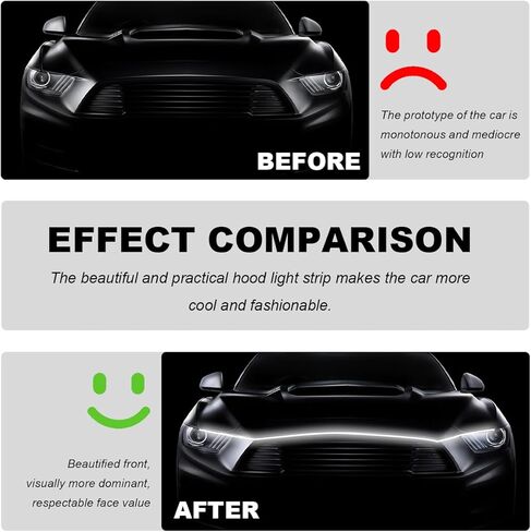 Car Hood Light Strip, 79 Inch Flexible Dynamic Engine LED Daytime Running Light Strip, Universal Waterproof Engine Hood Cover Decor Headlight Strip for Cars Trucks SUVs (White, 71 Inch) in Saudi Arabia