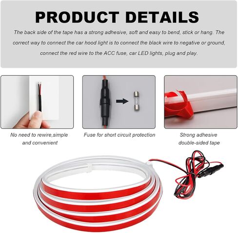 Car Hood Light Strip, 79 Inch Flexible Dynamic Engine LED Daytime Running Light Strip, Universal Waterproof Engine Hood Cover Decor Headlight Strip for Cars Trucks SUVs (White, 71 Inch) in Saudi Arabia