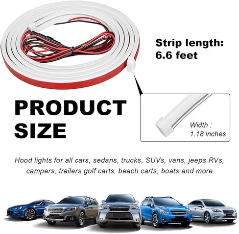 Car Hood Light Strip, 79 Inch Flexible Dynamic Engine LED Daytime Running Light Strip, Universal Waterproof Engine Hood Cover Decor Headlight Strip for Cars Trucks SUVs (White, 71 Inch) in Saudi Arabia
