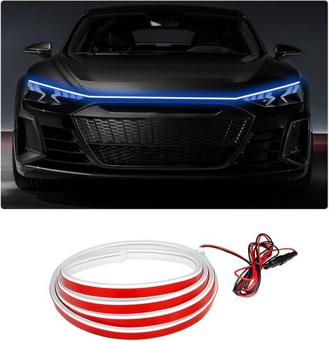Car Hood Light Strip, 79 Inch Flexible Dynamic Engine LED Daytime Running Light Strip, Universal Waterproof Engine Hood Cover Decor Headlight Strip for Cars Trucks SUVs (White, 71 Inch) in Saudi Arabia