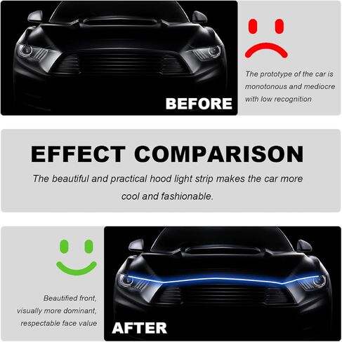 Car Hood Light Strip, 79 Inch Flexible Dynamic Engine LED Daytime Running Light Strip, Universal Waterproof Engine Hood Cover Decor Headlight Strip for Cars Trucks SUVs (White, 71 Inch) in Saudi Arabia
