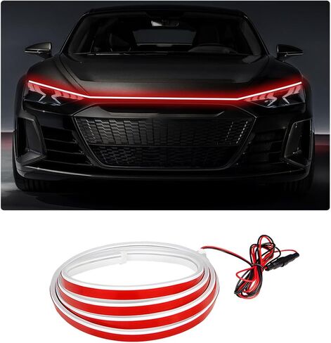 Car Hood Light Strip, 79 Inch Flexible Dynamic Engine LED Daytime Running Light Strip, Universal Waterproof Engine Hood Cover Decor Headlight Strip for Cars Trucks SUVs (White, 71 Inch) in Saudi Arabia