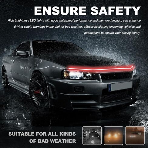 Car Hood Light Strip, 79 Inch Flexible Dynamic Engine LED Daytime Running Light Strip, Universal Waterproof Engine Hood Cover Decor Headlight Strip for Cars Trucks SUVs (White, 71 Inch) in Saudi Arabia