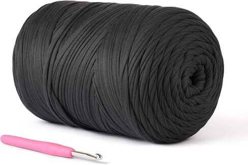 (800g/228yds) T Shirt Yarn, Soft Tshirt Crochet Yarn for Crafts and DIY Knitting Crocheting Cloth/Bag/Basket/Coaster, 100% Polyeste Elastic Fabric Chunky Thick Yarns for Crocheting (Leopard Print) in Saudi Arabia