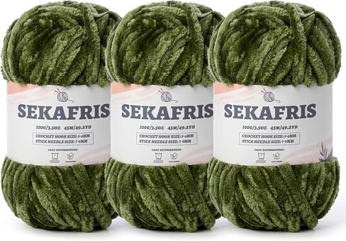 غزل شانيل مكتنز غامض للكروشيه، غزل قطيفة ناعم للحياكة اليدوية، غزل بطانية أطفال ضخم 3 × 100 جم (3 × 49.2 ياردة) لحياكة خيوط أميجورومي، خيوط مخملية منفوشة من الكروشيه (وردي أرجواني) in Kuwait