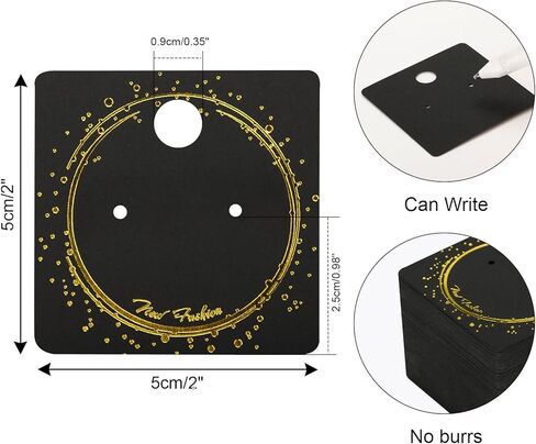 100Pcs Earring Cards, Black Earring Display Holder, 2 Inch Gold Foil Earring Display Tags, Square Jewelry Cards for Selling, Earring Display and DIY Craft in Saudi Arabia