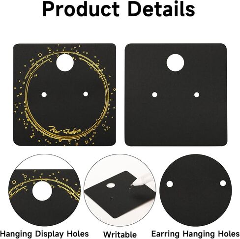 100Pcs Earring Cards, Black Earring Display Holder, 2 Inch Gold Foil Earring Display Tags, Square Jewelry Cards for Selling, Earring Display and DIY Craft in Saudi Arabia