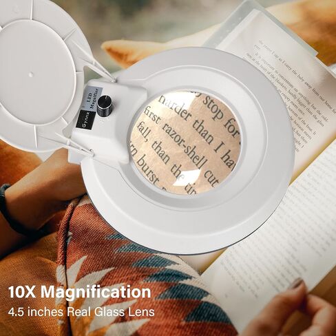 مصباح مكتب مكبر، مصباح LED مكبر، مصباح مكبر 10 مرات قابل للتعتيم، 120 قطعة LED وعدسة 5 بوصات مع ذراع من الفولاذ المقاوم للصدأ (أخضر) in Kuwait