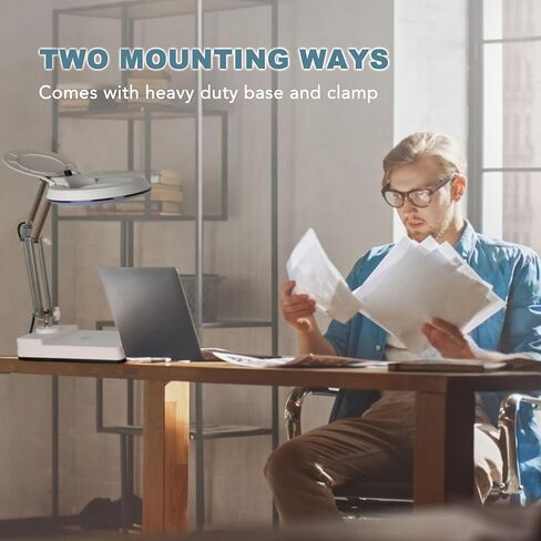 مصباح مكتب مكبر، مصباح LED مكبر، مصباح مكبر 10 مرات قابل للتعتيم، 120 قطعة LED وعدسة 5 بوصات مع ذراع من الفولاذ المقاوم للصدأ (أخضر) in Kuwait