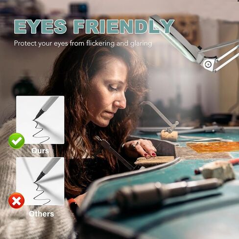 مصباح مكتب مكبر، مصباح LED مكبر، مصباح مكبر 10 مرات قابل للتعتيم، 120 قطعة LED وعدسة 5 بوصات مع ذراع من الفولاذ المقاوم للصدأ (أخضر) in Kuwait