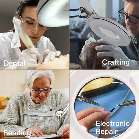 مصباح مكتب مكبر، مصباح LED مكبر، مصباح مكبر 10 مرات قابل للتعتيم، 120 قطعة LED وعدسة 5 بوصات مع ذراع من الفولاذ المقاوم للصدأ (أخضر) in Kuwait