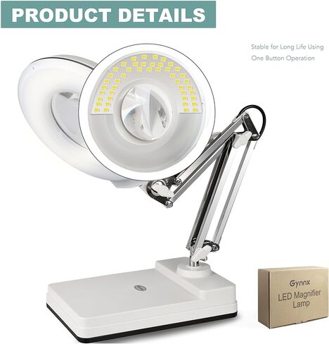 مصباح مكتب مكبر، مصباح LED مكبر، مصباح مكبر 10 مرات قابل للتعتيم، 120 قطعة LED وعدسة 5 بوصات مع ذراع من الفولاذ المقاوم للصدأ (أخضر) in Kuwait