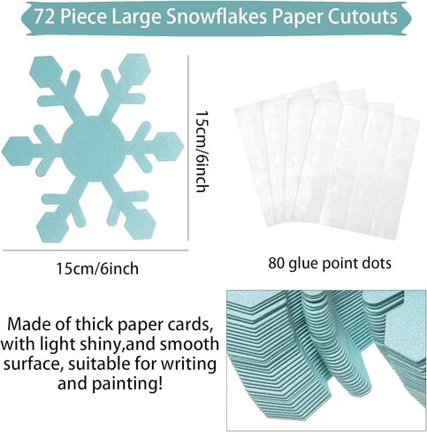 72 Pieces Paper Snowflakes Cutouts Christmas Snowflakes Shapes Paper Winter Snowflake Decoration Snowflake Bulletin Board Cutouts Snowflake Classroom Decor for DIY Craft Holiday Xmas Party Supplies in Saudi Arabia