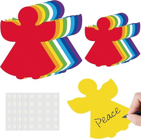 Harloon 100 Pcs Angle Paper Cutout 5.5" 3.5" Christmas Angel Accent Cut Outs Classroom Bulletin Board Decoration Xmas Craft Cutout with 100 Pcs Glue Point for Kids School(Multicolored) in Saudi Arabia