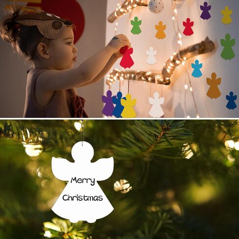 Harloon 100 Pcs Angle Paper Cutout 5.5" 3.5" Christmas Angel Accent Cut Outs Classroom Bulletin Board Decoration Xmas Craft Cutout with 100 Pcs Glue Point for Kids School(Multicolored) in Saudi Arabia