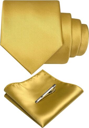RBOCOTT Mens Woven Tie and Pocket Square with Tie Bar Sets Solid Necktie in Kuwait