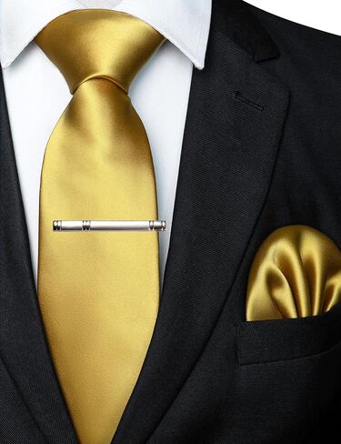 RBOCOTT Mens Woven Tie and Pocket Square with Tie Bar Sets Solid Necktie in Kuwait