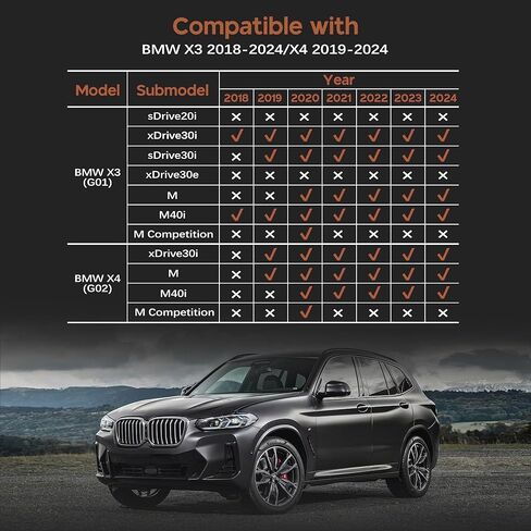 سجادات أرضية KARPAL لسيارة BMW X3 2018-2024 وX4 2019-2025، بطانات أرضية TPE مناسبة لجميع الأحوال الجوية، ملحقات BMW، الصف الأول والثاني وسجادات الشحن تناسب sDrive30i xDrive30i M40i X3M X4M بدون إطار احتياطي، غير مناسبة X3 30e in Kuwait
