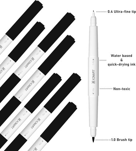 أقلام XINART سوداء لصانع Cricut 3/Maker/Explore 3/Air 2، مجموعة أقلام تحديد سوداء مكونة من 7 قطع ذات رؤوس مزدوجة وحبر مائي فائق الدقة (0.4 طرف و1.0 طرف) in Kuwait