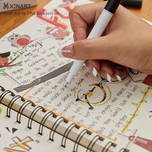 أقلام XINART سوداء لصانع Cricut 3/Maker/Explore 3/Air 2، مجموعة أقلام تحديد سوداء مكونة من 7 قطع ذات رؤوس مزدوجة وحبر مائي فائق الدقة (0.4 طرف و1.0 طرف) in Kuwait