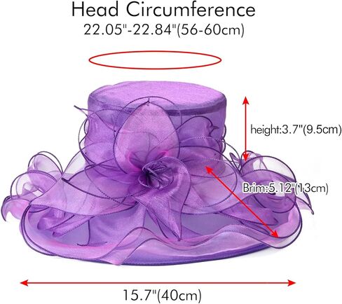 2024 Kentucky Derby Hats for Women Girls Ladies, Organza Church Tea Party Wedding Fascinator Hat UV Protection Sun Hat Red in Kuwait