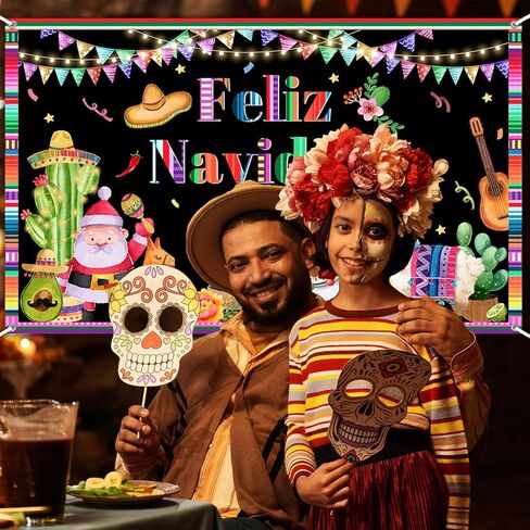 Avezano Feliz Navidad Backdrop Mexican Feliz Navidad Decorations Banner Spanish Christmas Winter Holiday Party Banner Decor Mexican Merry Christmas Party Supplies (6x3.6ft) in Saudi Arabia