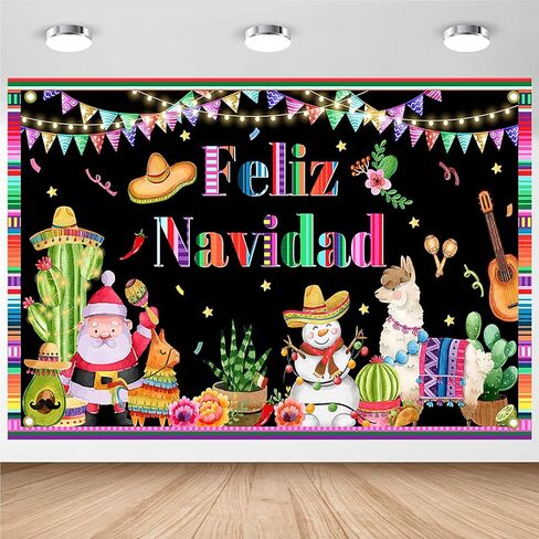Avezano Feliz Navidad Backdrop Mexican Feliz Navidad Decorations Banner Spanish Christmas Winter Holiday Party Banner Decor Mexican Merry Christmas Party Supplies (6x3.6ft) in Saudi Arabia