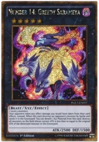 yugioh - رقم 14: Greedy Sarameya PGL2-EN017 الإصدار الأول Gold Secret Rare - Premium Gold: Return of The Bling in Saudi Arabia