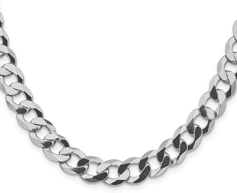 قلادة Diamond2Deal من الفضة الإسترليني المطلية بالروديوم مقاس 9.75 مم بسلسلة مسطحة من 20 بوصة إلى 30 بوصة in Saudi Arabia