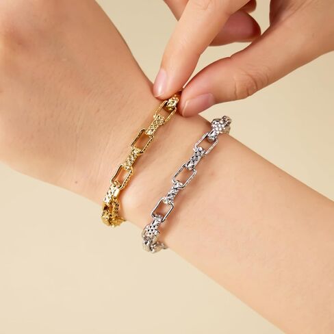 SMYHTGLIF 9.8 Feet Embossed Gold Box Chain for Jewelry Making Stainless Steel Chain Bulk Roll Square Paperclip Link Jewelry Findings in Kuwait