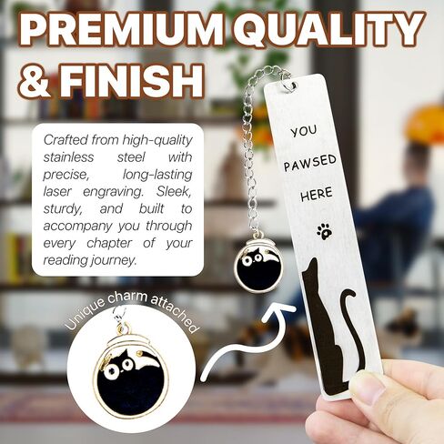 Cat Gifts for Cat Lovers Women Men, You Pawsed Here Metal Bookmark, Funny Cat Lover Gifts for Women Girls, Cat Stuff for Cat Lovers, Cat Accessories for Girls, Birthday Gifts (Cat Bookmark 4) in Saudi Arabia