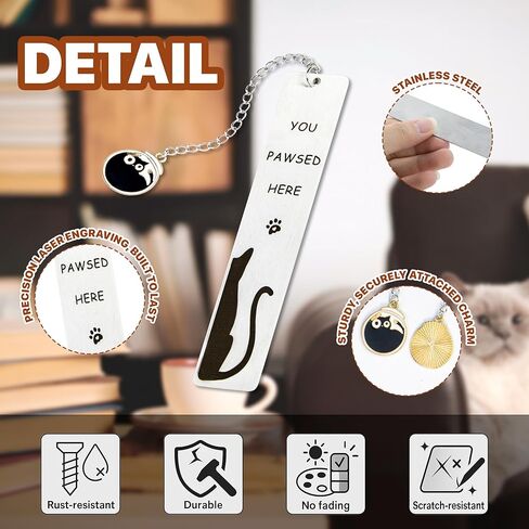 Cat Gifts for Cat Lovers Women Men, You Pawsed Here Metal Bookmark, Funny Cat Lover Gifts for Women Girls, Cat Stuff for Cat Lovers, Cat Accessories for Girls, Birthday Gifts (Cat Bookmark 4) in Saudi Arabia