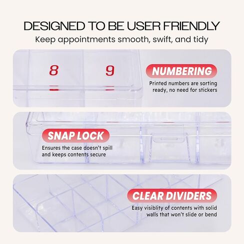 Beauticom USA Small Empty 10 Space Nail Art Tip Storage Organizer Box Case - Clear Color - For False Nail Tips, Vitamins, Accessories, 10 sections in Kuwait