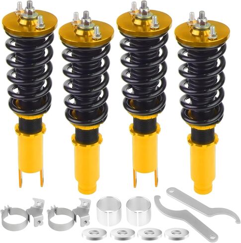 BHB Adjustable Coilovers Compatible with Honda Civic 1989-2000, CRX 89-91, Delsol 93-97, Acura Integra 94-01 Coil Spring Absorber Struts Suspension Lowering Kit Gold in Kuwait