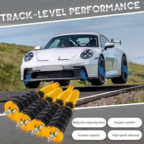 BHB Adjustable Coilovers Compatible with Honda Civic 1989-2000, CRX 89-91, Delsol 93-97, Acura Integra 94-01 Coil Spring Absorber Struts Suspension Lowering Kit Gold in Kuwait