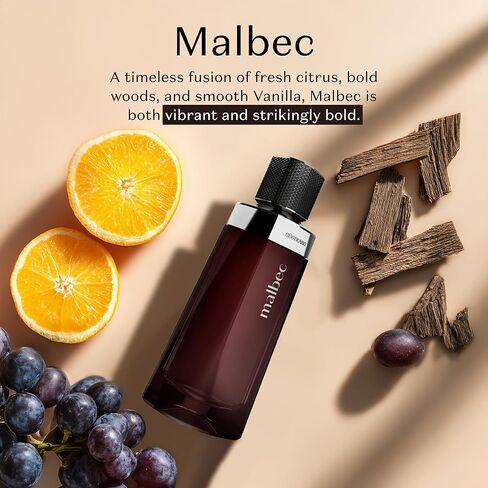 Malbec Eau De Toilette by O Boticario | Made with French Oak Barrel-Aged Red Wine Alcohol | Woody Amber Cologne for Men (3.4 fl oz) in Kuwait